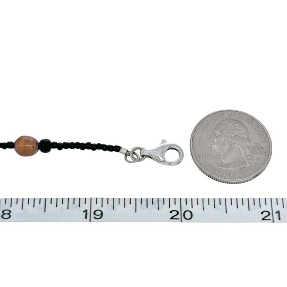 Silpada Sterling Silver 925 Brass Teardrop Pendant Beaded Necklace 18"-20" - Picture 2 of 4